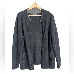 Irelandseye wool zip up cardigan sweater gray small grandpacore grandpastyle